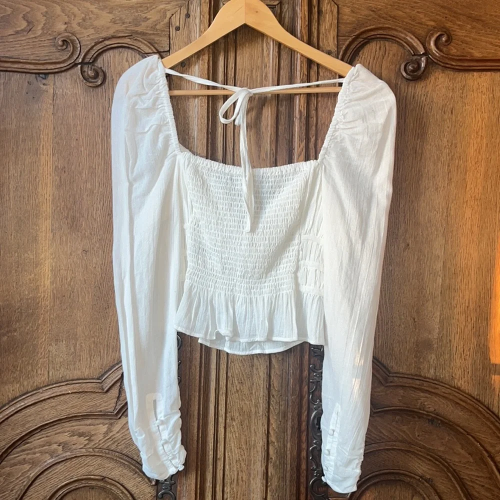 NEW Free People Chloe Smocked Cotton Top